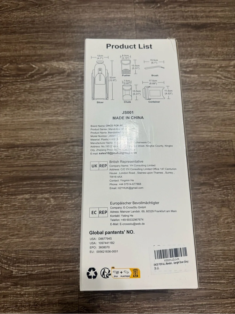 Once For All Mandoline Slicer - White & Yellow Box